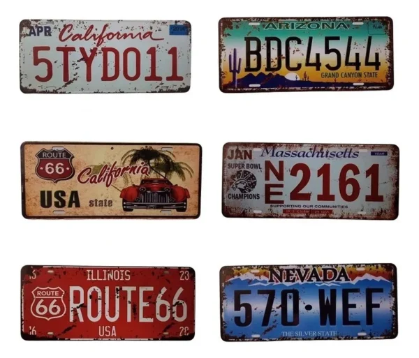6 Placas de Carro Decorativas